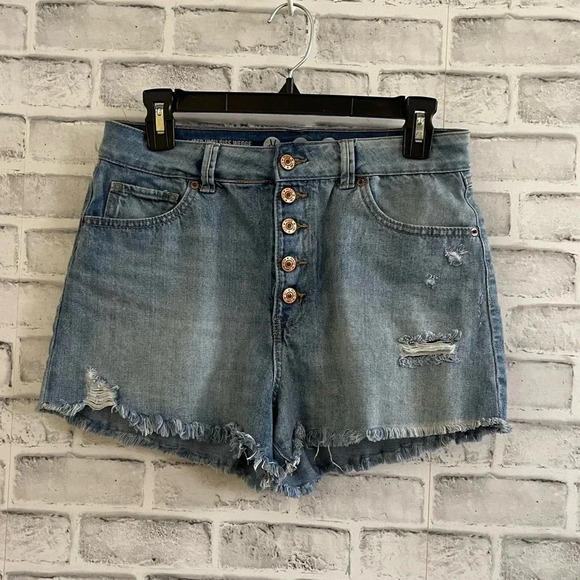 Women’s Rewash Super High Rise Wedge Vintage Reunion jean shorts distressed 29 - Picture 1 of 5